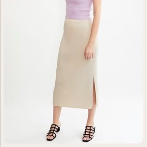 Mijeong park ribbed knit midi skirt in cream